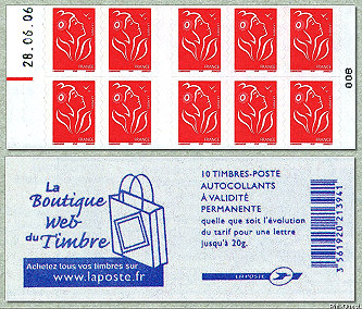 Carnet Marianne de Lamouche  Phil@poste 
<br />
Autoadhésif rouge sans valeur faciale
<br />
La boutique web du timbre