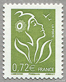 Image du timbre Marianne de Lamouche 0,72 € vert-olive