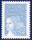 Marianne de Luquet 0,75 € bleu ciel