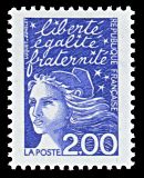 Image du timbre Marianne de Luquet 2 F bleu