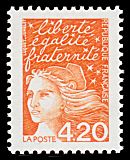 Image du timbre Marianne de Luquet 4 F 20 rose-orangé