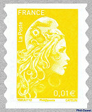 Marianne d´Yseult Digan<br />Timbre autoadhésif complémentaire 0,01 € jaune