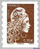Image du timbre Marianne d'Yseult Digan-Timbre autoadhésif  complémentaire 0,10 € marron