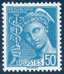 Mercure 50c turquoise<br />Légende «République Française - POSTES»