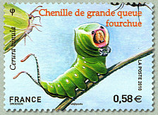 Image du timbre Chenille de grande queue fourchue - Cerura vinula