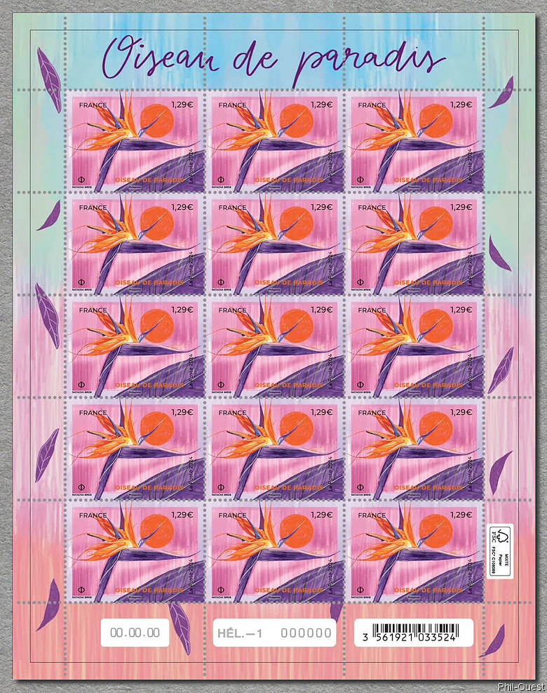 Image du timbre Oiseau de paradis - feuille de 15 timbres