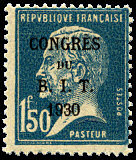 Pasteur, 1 F 50 bleu<BR>Congrès du B.I.T