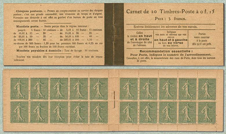 Image du timbre Carnet Semeuse lignée 15c vert-gris