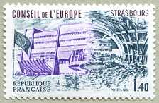 Image du timbre Le bâtiment du Conseil à Strasbourg - 1,40 F