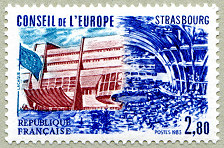 Image du timbre Le bâtiment du Conseil à Strasbourg - 2,80 F