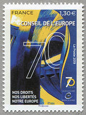 Image du timbre 70 ans du Conseil de l'Europe-Nos droits, nos libertés, notre Europe