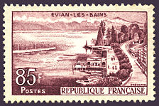 Image du timbre Evian les Bains 85F lilas-brun