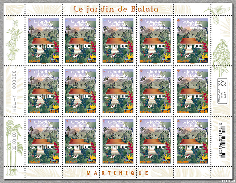 Le jardin de Balata - Martinique - Feuille de 15 timbres