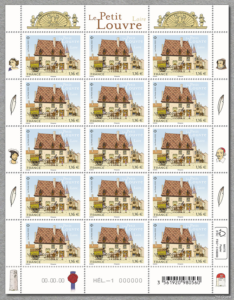 Le Petit Louvre - Loire - Feuille de 15 timbres
