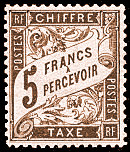 Chiffre-taxe type banderole 5F brun