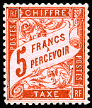 Chiffre-taxe type banderole 5F rouge-orange