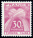 Timbre-taxe  type gerbes 30c lilas-rose