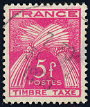 Timbre-taxe type gerbes 5 F rose-lilas