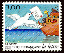 Colombe et Arche de Noë
   timbre auto-adhésif