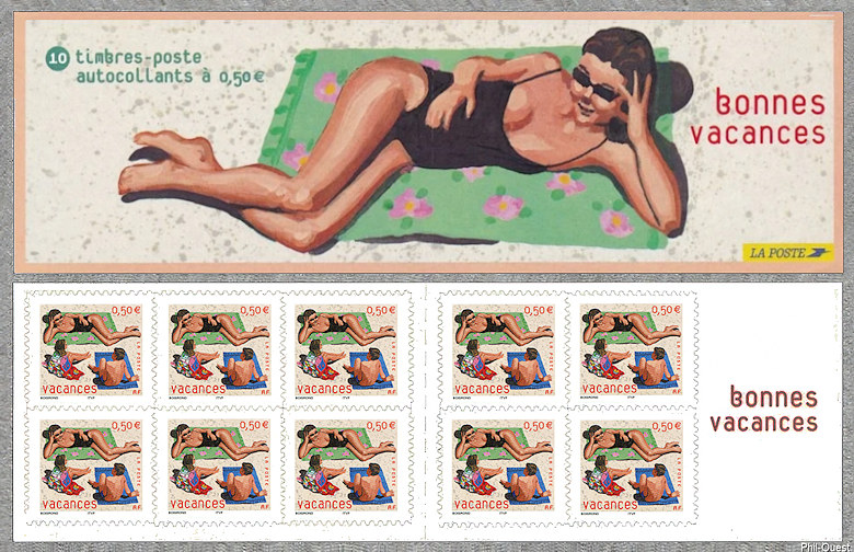 Vacances - Carnet de timbres autoadhésifs