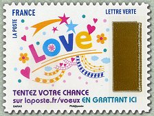 Carnet 1336, timbres vœux, le timbre à gratter, collection timbres