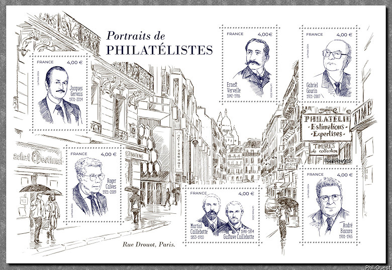 Portraits de philatélistes - Rue Drouot, Paris