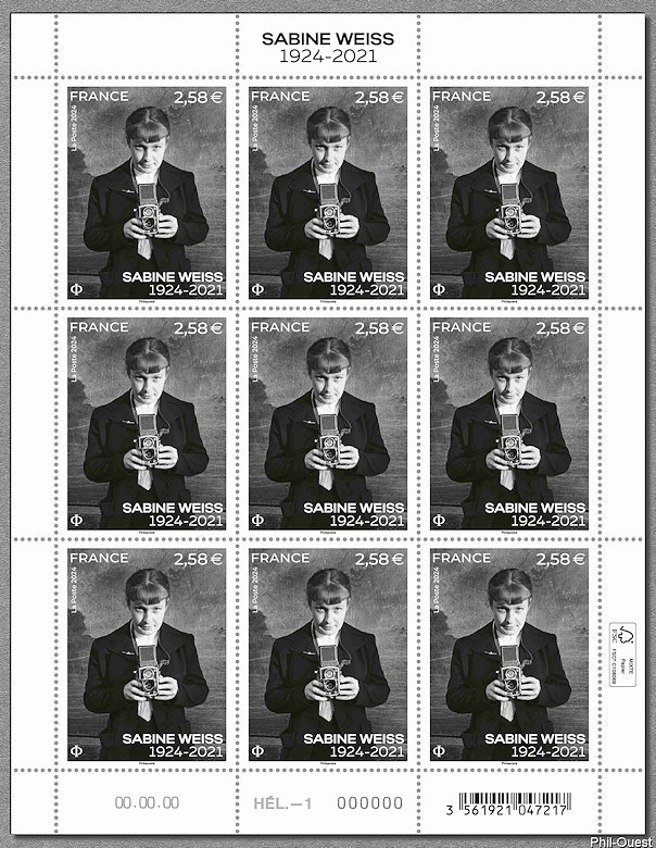 Feuille de 9 timbres de Sabine Weiss 1924 - 2021