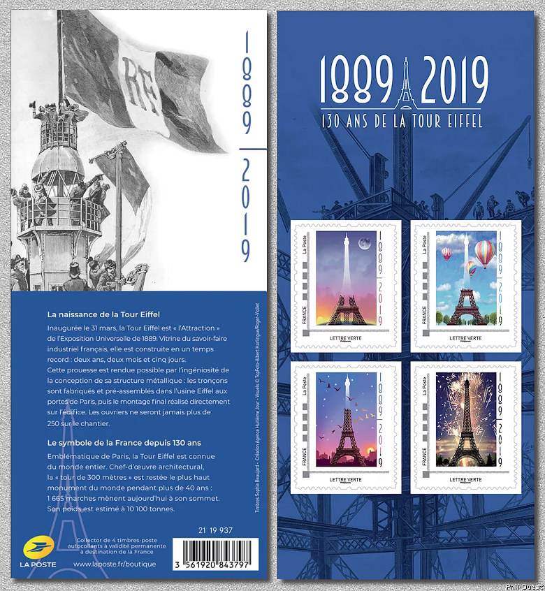 1889-2019 130  ans de la Tour Eiffel - 4 lettres vertes