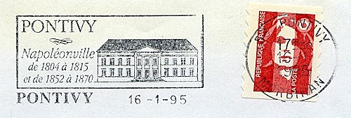 Flamme d´oblitération de Pontivy«Napoléonville de 1804 à 1815 et de 1852 à 1870»