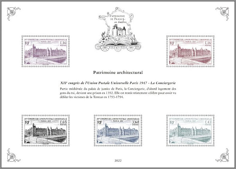 PATRIMOINE ARHITECTURAL
   XIIème congrès de l'Union Postale Universelle Paris 1947 -  La Conciergerie