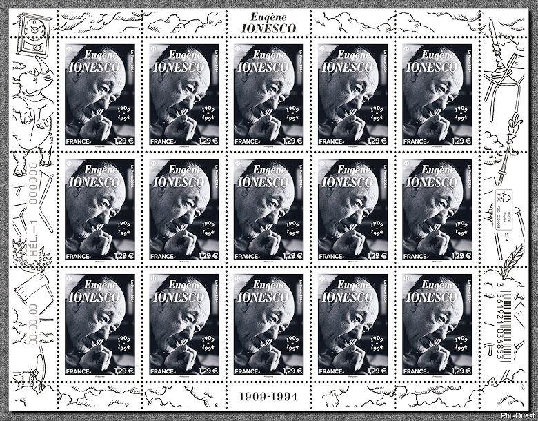 Image du timbre Eugène Ionesco 1909-1994 - Feuillet de 15 timbres