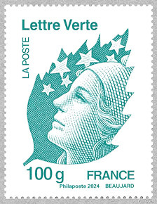 Image du timbre Marianne de Beaujard lettre verte 100g