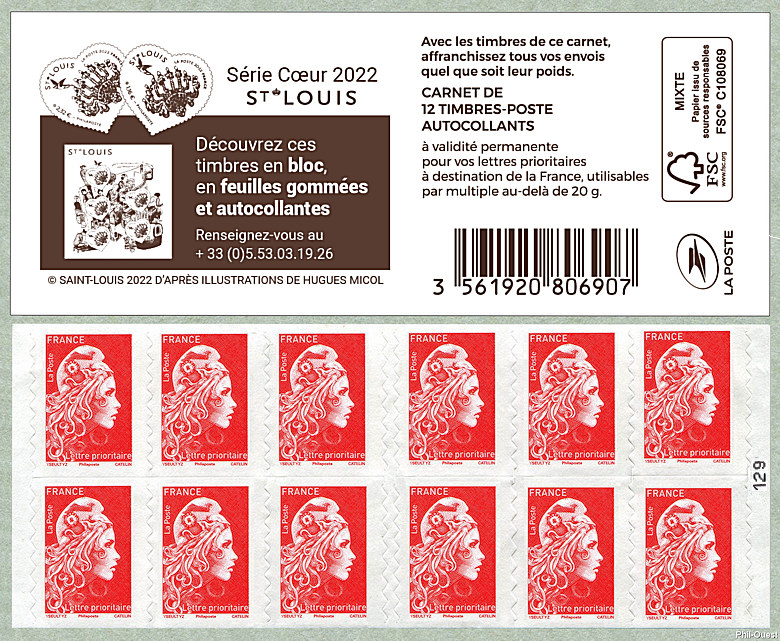 Carnet de 12 timbres - Les grands voyageurs - Lettre Verte - La Poste