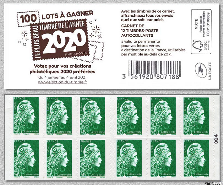 marianne d yseult digan carnet de 12 timbres autoadhesifs pour lettre verte jusqu a 20g le plus beau timbre de l annee 2020 carnet marianne l engagee timbre de 2021