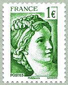 Image du timbre 40 ans de la Sabine de Gandon- Sabine 1 euro vert