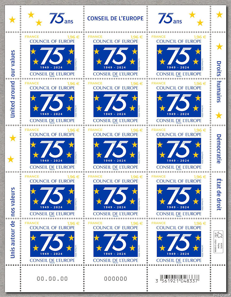 Image du timbre Conseil de l'Europe - 75 ans 1949-2024 - Council of Europe