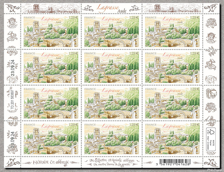 Image du timbre Lagrasse Aude - Feuillet de 9 timbres